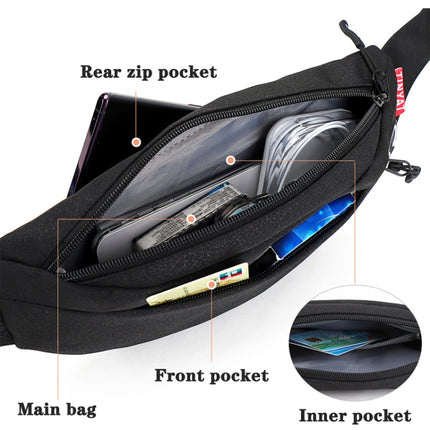 TINYAT T2003 Outdoor Sports Nylon Waterproof Mobile Phone Waist Bags(Black)-garmade.com