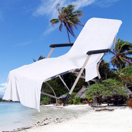 Microfiber Absorbent Quick Dry Double Layer Zipper Beach Chair Cover(White)-garmade.com