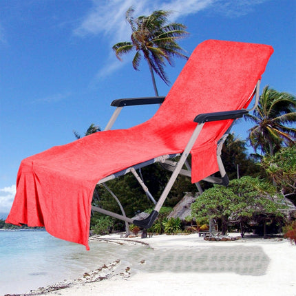 Microfiber Absorbent Quick Dry Double Layer Zipper Beach Chair Cover(Red)-garmade.com