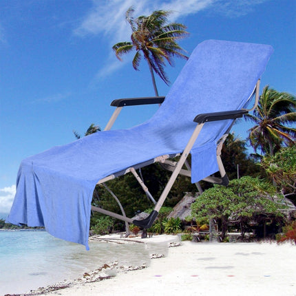 Microfiber Absorbent Quick Dry Double Layer Zipper Beach Chair Cover(Blue)-garmade.com