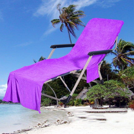 Microfiber Absorbent Quick Dry Double Layer Zipper Beach Chair Cover(Purple)-garmade.com