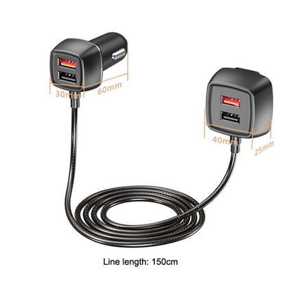 One For Four Car Charger QC3.0 Fast Charge 4USB Car Front And Rear Seat Car Charger, Style: Standard Edition-garmade.com