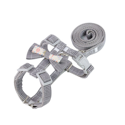 2 PCS Bow-knot Anti-breakaway Adjustable Cat Leash S(Grey)-garmade.com