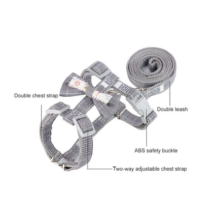 2 PCS Bow-knot Anti-breakaway Adjustable Cat Leash L(Light Gray)-garmade.com