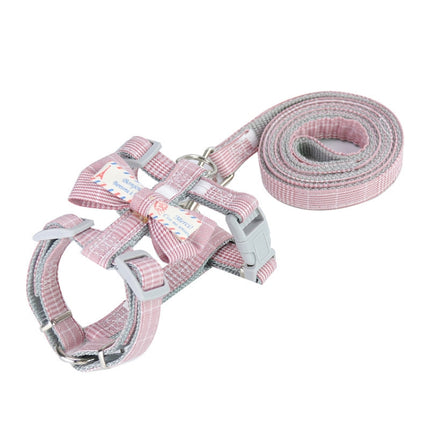 2 PCS Bow-knot Anti-breakaway Adjustable Cat Leash L(Pink)-garmade.com