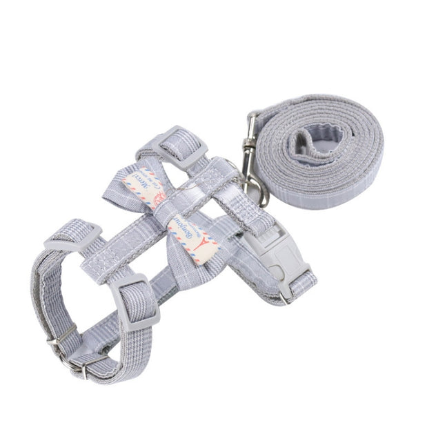 2 PCS Bow-knot Anti-breakaway Adjustable Cat Leash L(Light Gray)-garmade.com
