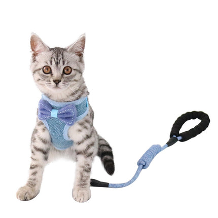 Bow Vest Type Adjustable Cat Leash(Gray)-garmade.com