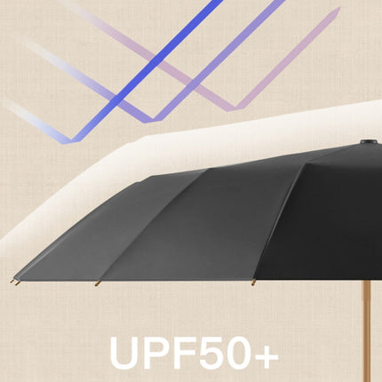 Retro Tri-Fold Wooden Handle 16-Bone Folding Sunscreen Parasol(Chrysanthemum City)-garmade.com