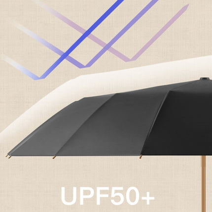 Retro Tri-Fold Wooden Handle 16-Bone Folding Sunscreen Parasol(Yunchun Tree)-garmade.com