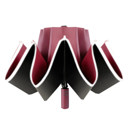 YL020 Folding Sun Umbrella Black Glue Sunscreen Anti-ultraviolet Car Special Reverse Umbrella(Ruby Red)-garmade.com