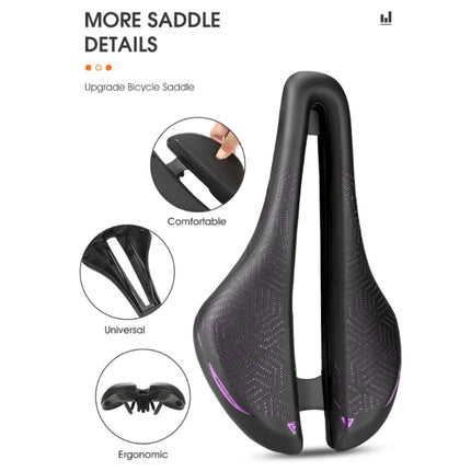 WEST BIKING Hollow Breathable Comfort Bicycle Saddle(Black Purple)-garmade.com