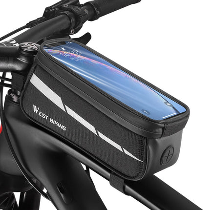 WEST BIKING 7 inches Mountain Bike Mobile Phone Touch Screen Front Beam Bag(Black)-garmade.com