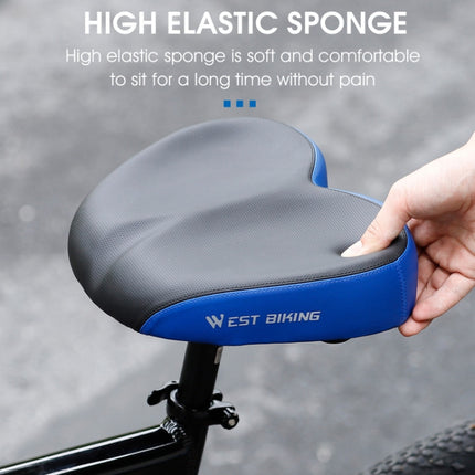 WEST BIKING Bicycle Widened And Comfortable Shock Absorbing Saddle(Black Blue)-garmade.com