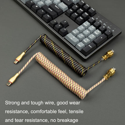 Mechanical Keyboard Spring Cable Gold-plated Aerial Plug(Black)-garmade.com