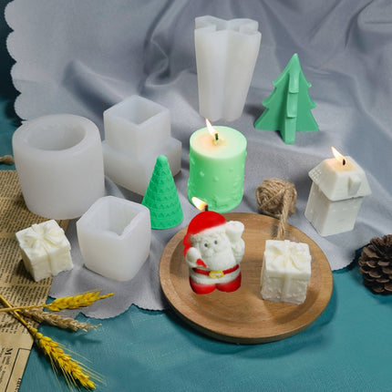 DIY Christmas Candle Aromatherapy Gypsum Silicone Mold, Shape: Snow House 3-garmade.com