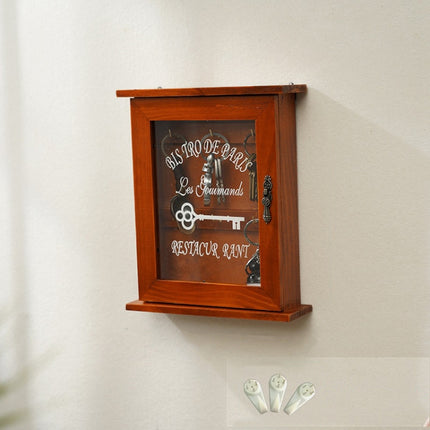 Entry Wooden Wall Hanging Key Storage Box, Spec: Old with 3 Seamless Nails-garmade.com