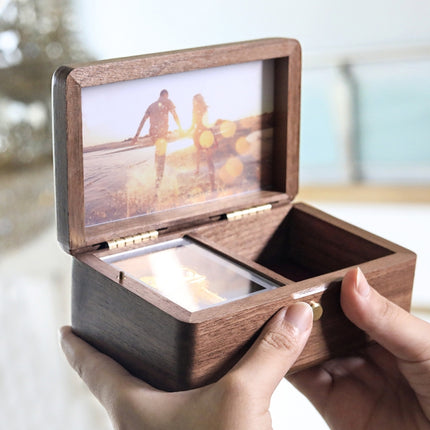 Wooden Jewelry Storage Music Box with Photo Frame Function, Spec: Maple+Necklace Flannel-garmade.com