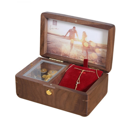 Wooden Jewelry Storage Music Box with Photo Frame Function, Spec: Walnut+Necklace Flannel-garmade.com