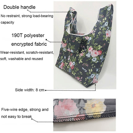 5 PCS M0048 Portable Foldable Printed Shopping Bag(Pink Flower)-garmade.com
