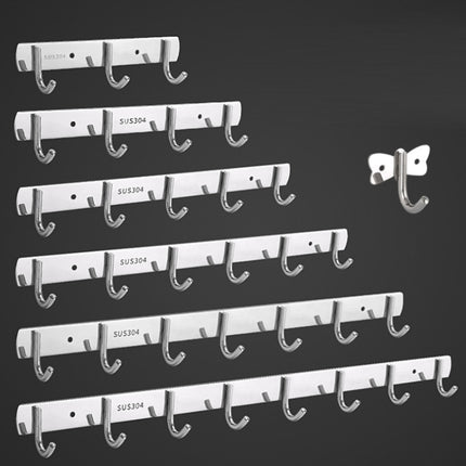 304 Stainless Steel No Punching Door Rear Coat Hook, Specification: 3 Hooks-garmade.com