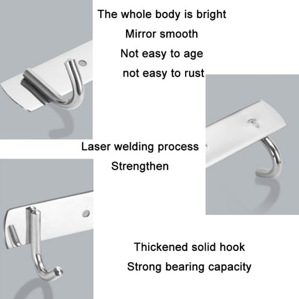 304 Stainless Steel No Punching Door Rear Coat Hook, Specification: 3 Hooks-garmade.com