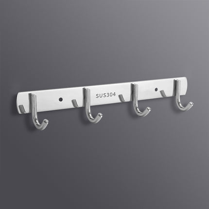 304 Stainless Steel No Punching Door Rear Coat Hook, Specification: 4 Hooks-garmade.com