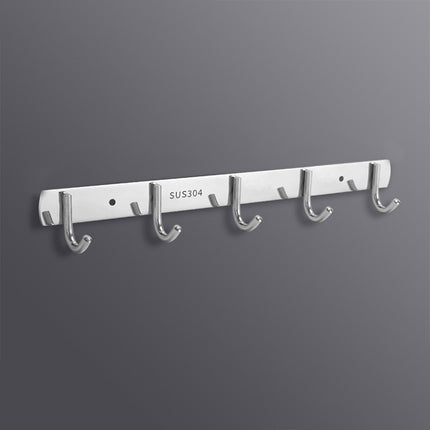 304 Stainless Steel No Punching Door Rear Coat Hook, Specification: 5 Hooks-garmade.com