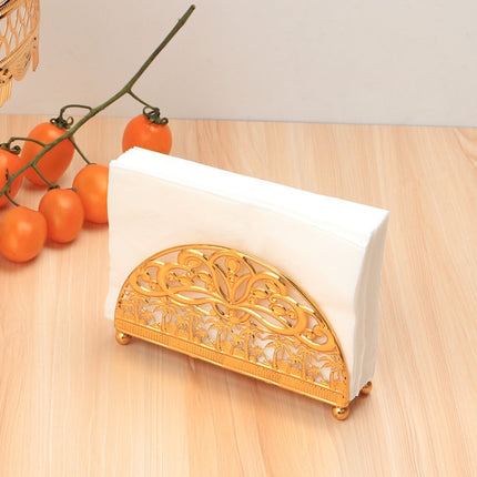 Metal Vintage Upright Dining Table Paper Towel Organizer(Gold)-garmade.com