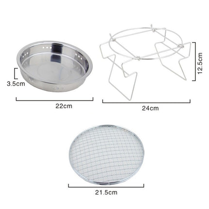 RG_011 Outdoor Round Folding Stainless Steel Barbecue Grill, Size: 22 x 14cm-garmade.com