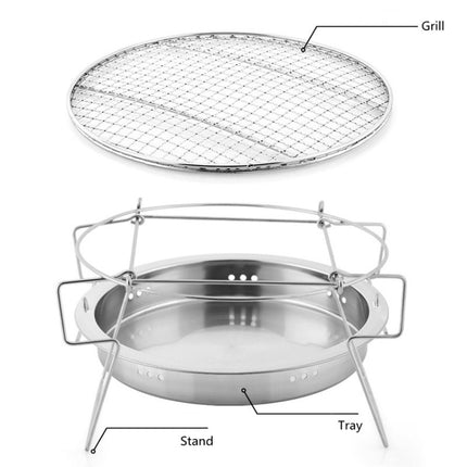 RG_011 Outdoor Round Folding Stainless Steel Barbecue Grill, Size: 30 x 19.5cm-garmade.com