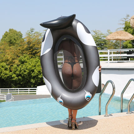 Inflatable Black Whale With Net Hammock Swimming Deck Chair With Backrest Floating Bed-garmade.com