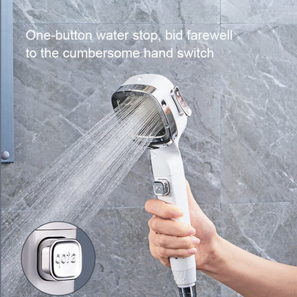 Pressurized Shower Head Four-speed Handheld Shower Set,Style: Pink Blue-garmade.com