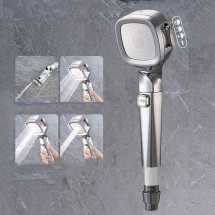 Pressurized Shower Head Four-speed Handheld Shower Set,Style: Electroplated Silver Filter Type-garmade.com