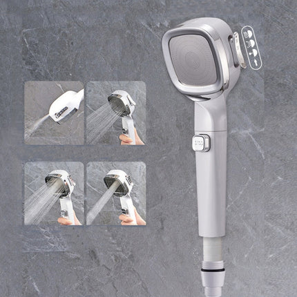 Pressurized Shower Head Four-speed Handheld Shower Set,Style: Electroplating White Filter-garmade.com