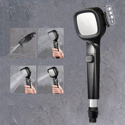 Pressurized Shower Head Four-speed Handheld Shower Set,Style: Black Filter Type-garmade.com