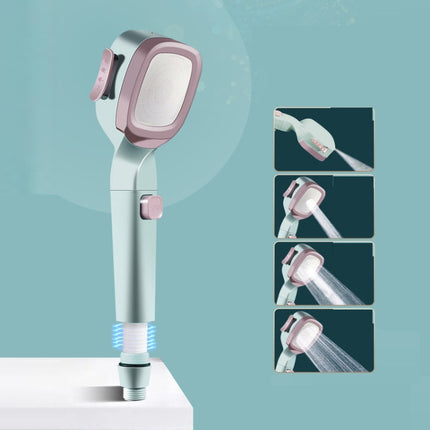 Pressurized Shower Head Four-speed Handheld Shower Set,Style: Pink Blue Filter-garmade.com