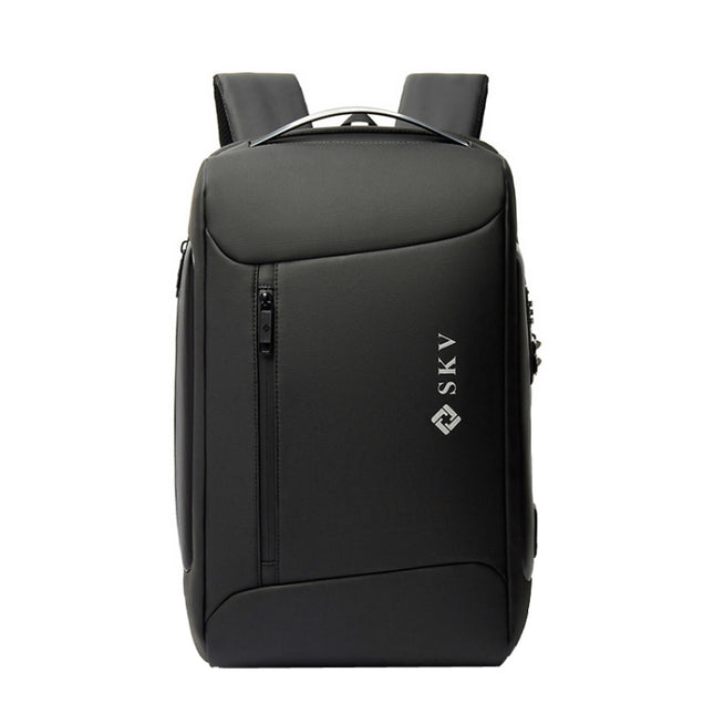 SKV B20430 Men Large Capacity Commute Computer Bag Business Casual Backpack(Black)-garmade.com