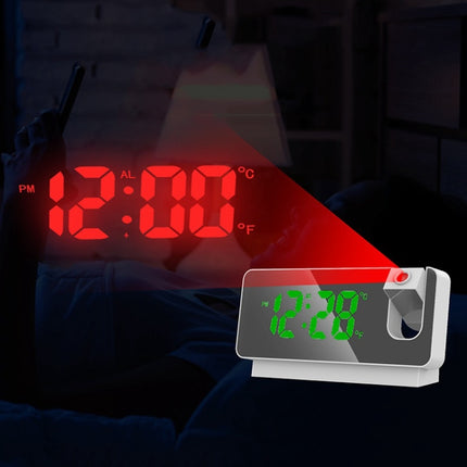 S282 Multifunctional Silent Electronic Digital Projection Clock(White Shell Green Light)-garmade.com