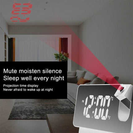S282 Multifunctional Silent Electronic Digital Projection Clock(White Shell Green Light)-garmade.com