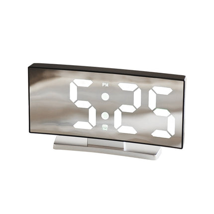 669 Multifunctional LED Curved Screen Desktop Electronic Clock(Black Shell White Light)-garmade.com