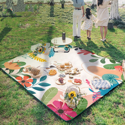 Outdoor Camping Thickened Moisture-proof Pad Portable Waterproof Picnic Cloth(Plant Flower)-garmade.com