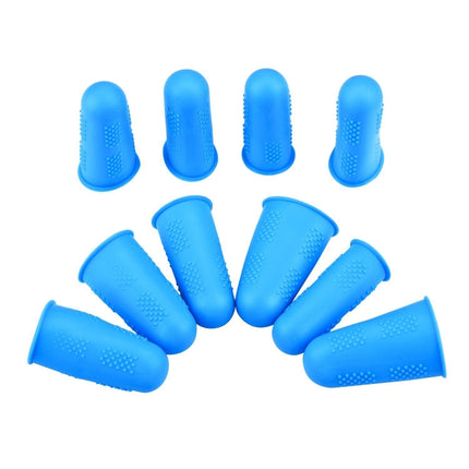 4 Sets Anti-scalding Non-slip High Temperature Resistant Silicone Finger Cuff With Particles(Blue)-garmade.com