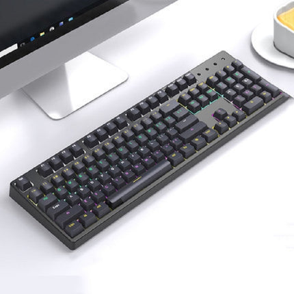 Bluetooth Wired 104-key Two-color Translucent Keycap Mechanical Keyboard(Black)-garmade.com
