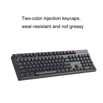 Bluetooth Wired 104-key Two-color Translucent Keycap Mechanical Keyboard(Black)-garmade.com