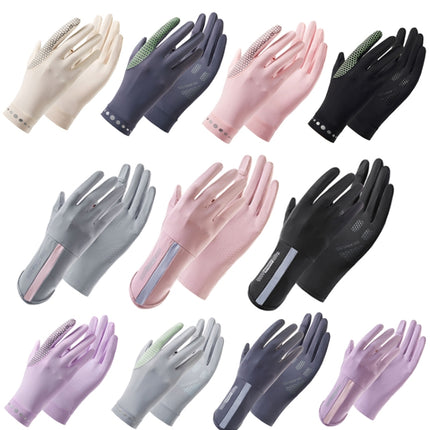 1 Pair XC-14 Riding Driving Sunscreen Anti-UV Fingerless Ice Silk Gloves, Style: Line (Light Gray)-garmade.com