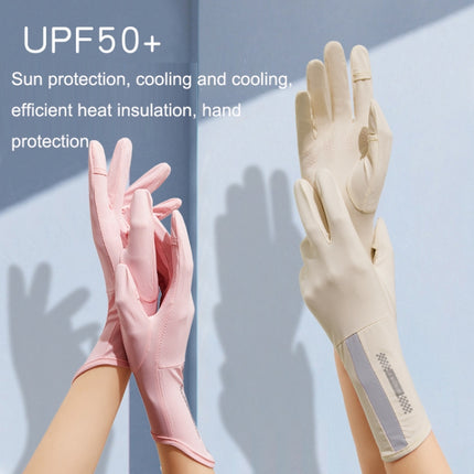 1 Pair XC-14 Riding Driving Sunscreen Anti-UV Fingerless Ice Silk Gloves, Style: Line (Pink)-garmade.com