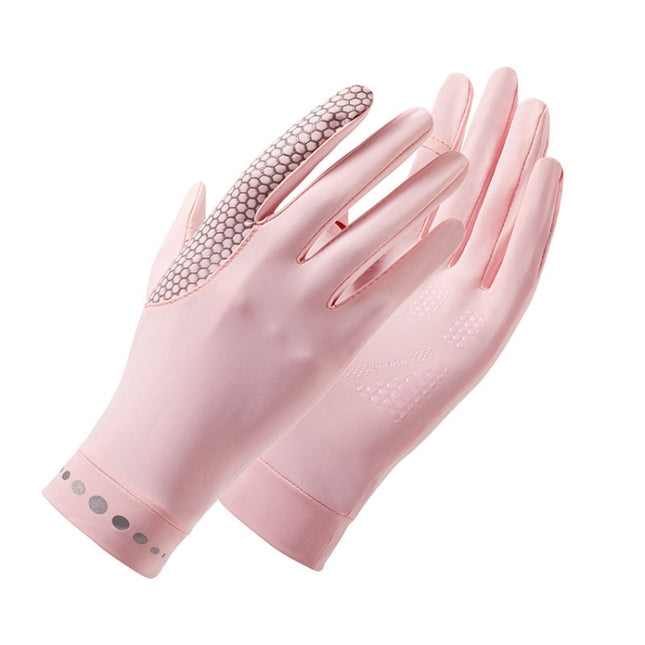 1 Pair XC-14 Riding Driving Sunscreen Anti-UV Fingerless Ice Silk Gloves, Style: Honeycomb (Pink)-garmade.com