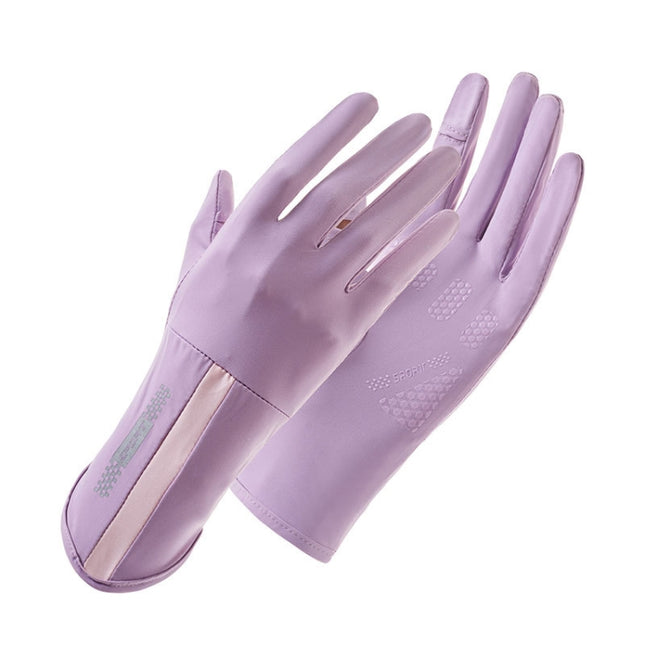 1 Pair XC-14 Riding Driving Sunscreen Anti-UV Fingerless Ice Silk Gloves, Style: Line (Purple)-garmade.com