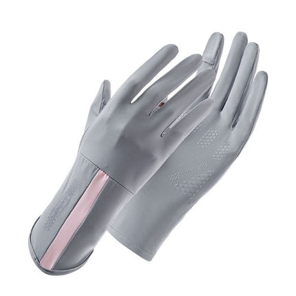 1 Pair XC-14 Riding Driving Sunscreen Anti-UV Fingerless Ice Silk Gloves, Style: Line (Light Gray)-garmade.com