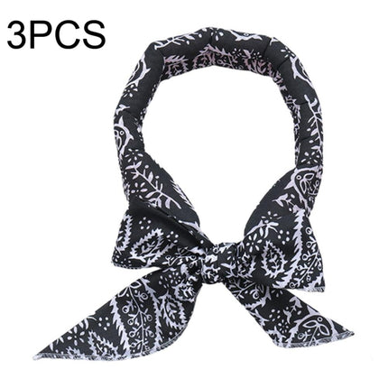 3 PCS Summer Cooling Bandana Neck Wraps Scarf For Women Men Kids Pet, Color: Black Leaves-garmade.com